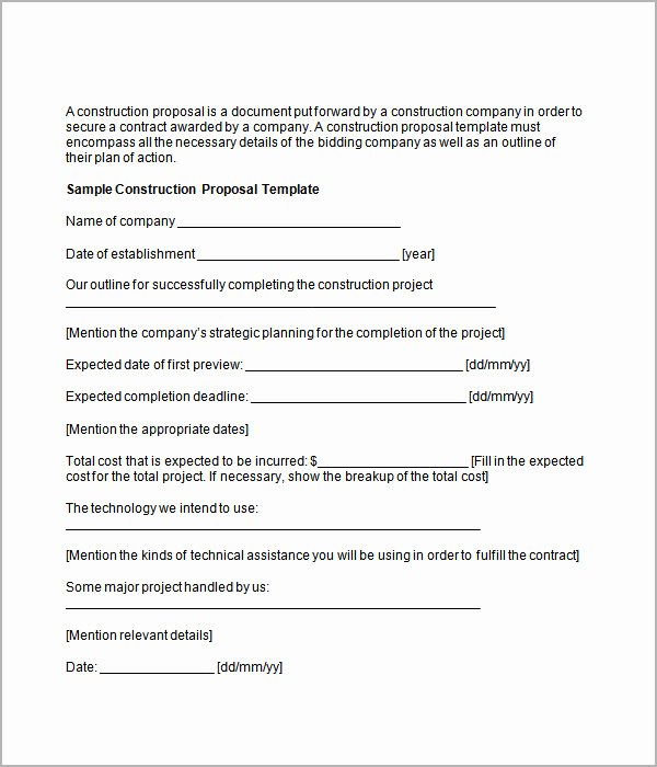 Construction Proposal Template Pdf Elegant Business Proposal Template 14 Download Free Documents
