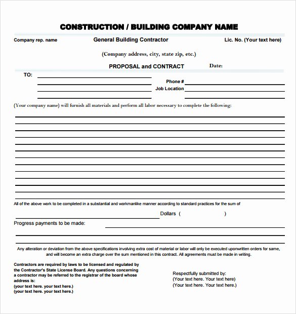 Construction Proposal Template Pdf Luxury 13 Sample Contractor Proposals