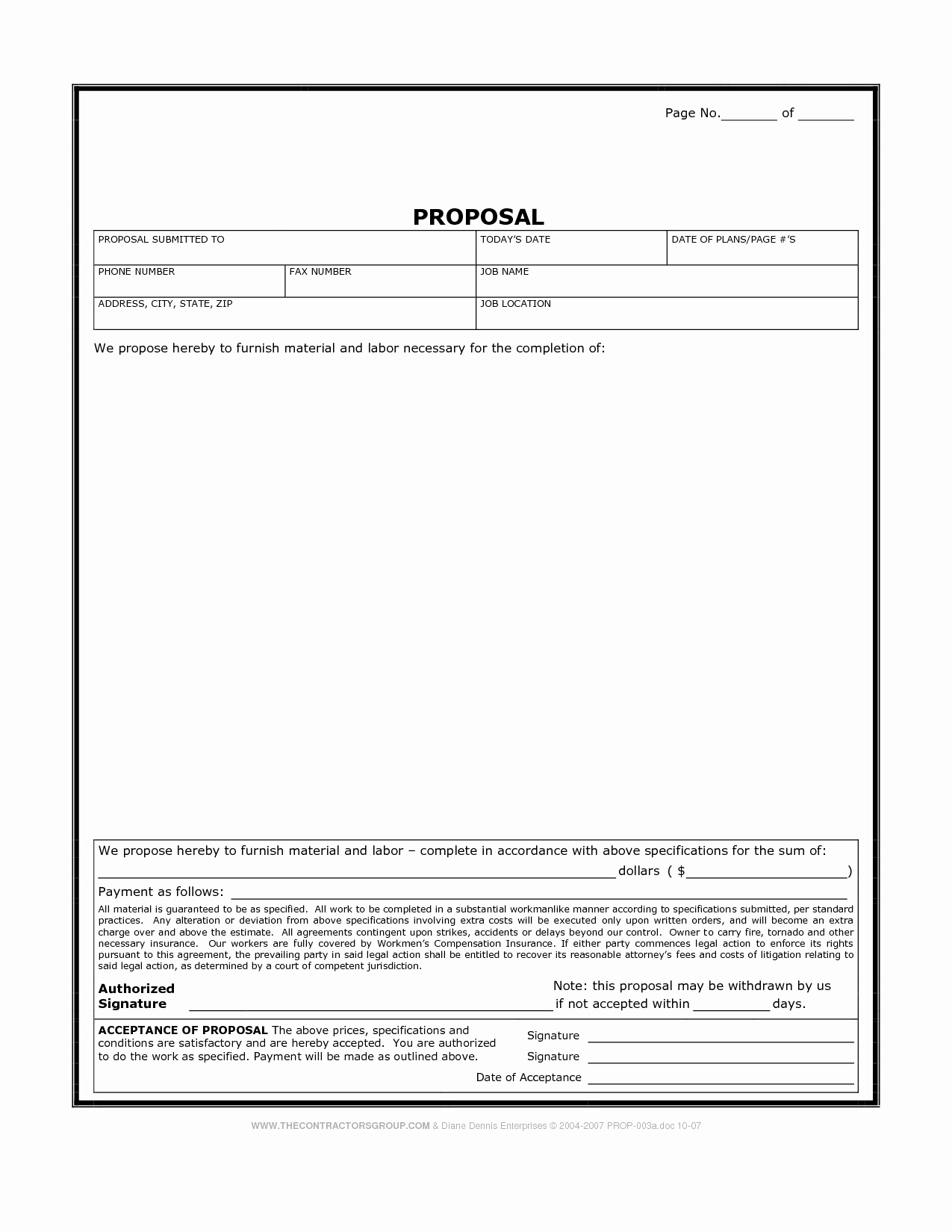 Construction Proposal Template Word Best Of Printable Blank Bid Proposal forms
