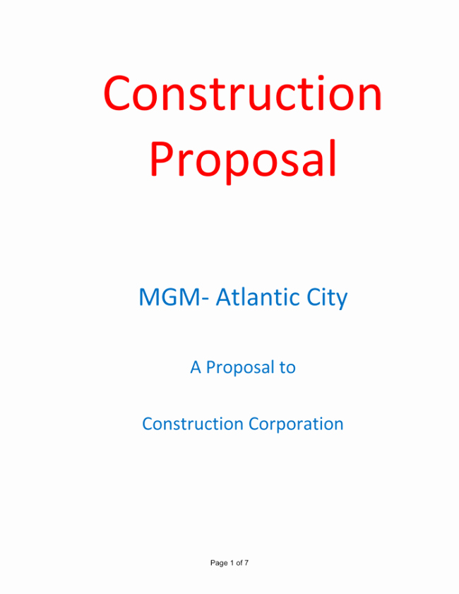 Construction Proposal Template Word Elegant Construction Proposal Template 4 Best Sample