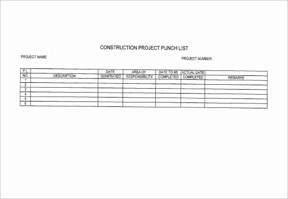 Construction Punch List Template Beautiful Punch List Template 8 Free Word Excel Pdf format