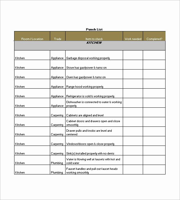 Construction Punch List Template Best Of Punch List Template – 8 Free Sample Example format