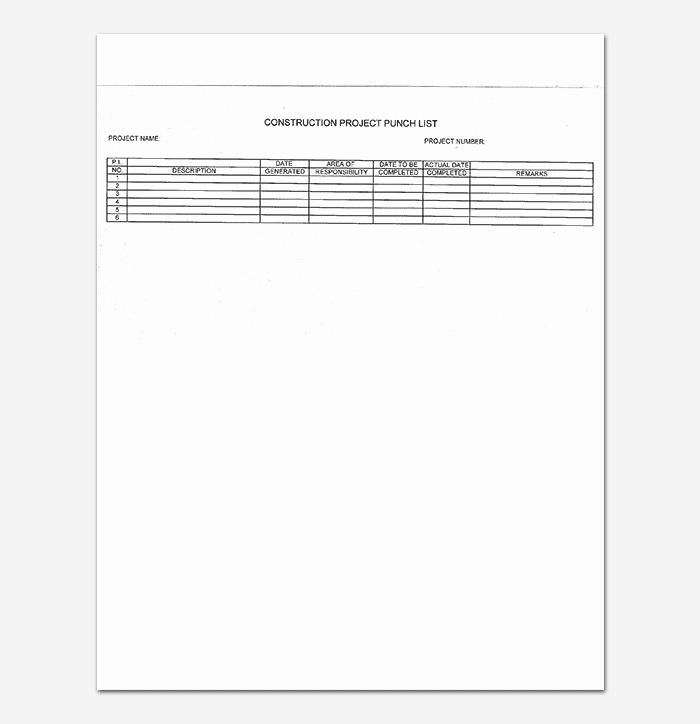 Construction Punch List Template Inspirational Punch List Template 14 Word Excel Pdf format