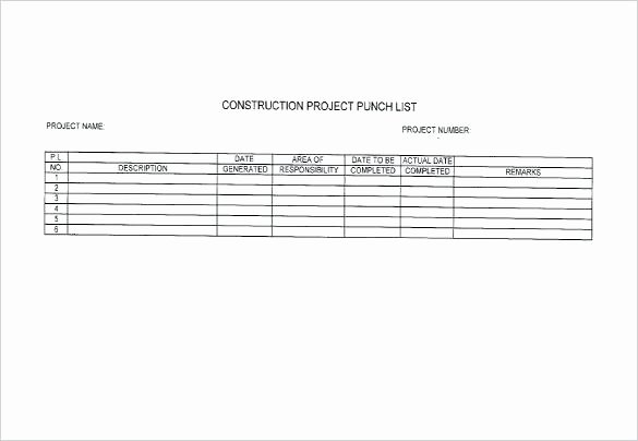 Construction Punch List Template Lovely Punch List Sample Pdf Project Management Checklist
