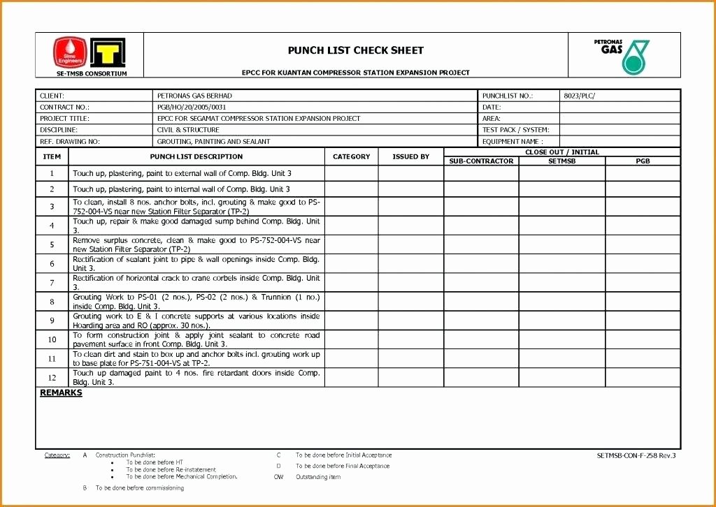 Construction Punch List Template Luxury Construction Bid form Template forms Excel – Danielmelofo