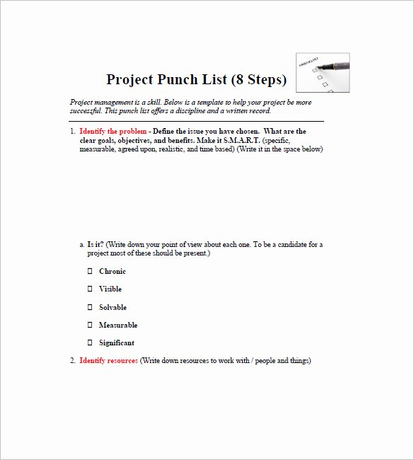Construction Punch List Template Luxury Punch List Template 8 Free Word Excel Pdf format
