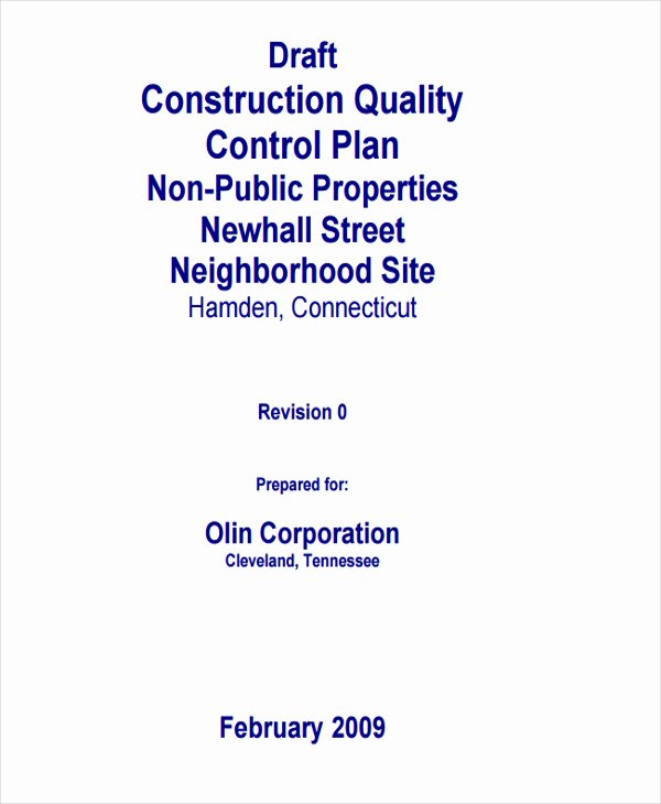 Construction Quality Control Plan Template Beautiful 9 Quality Management Plan Templates Free Pdf Word