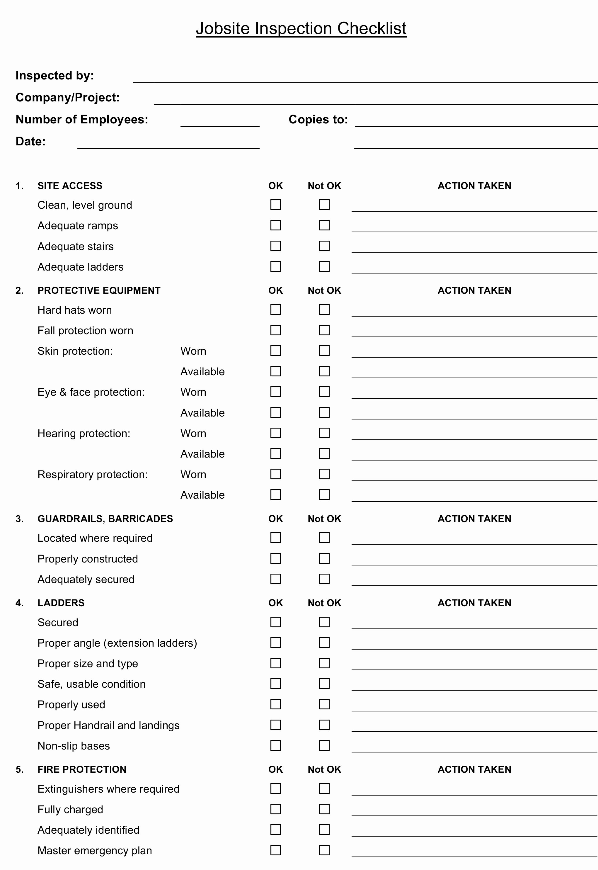 Construction Site Inspection form Template Beautiful 29 Of Construction Site Safety Checklist Template