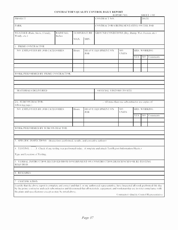 Construction Site Inspection form Template Inspirational Construction Inspection Checklist Template Blank