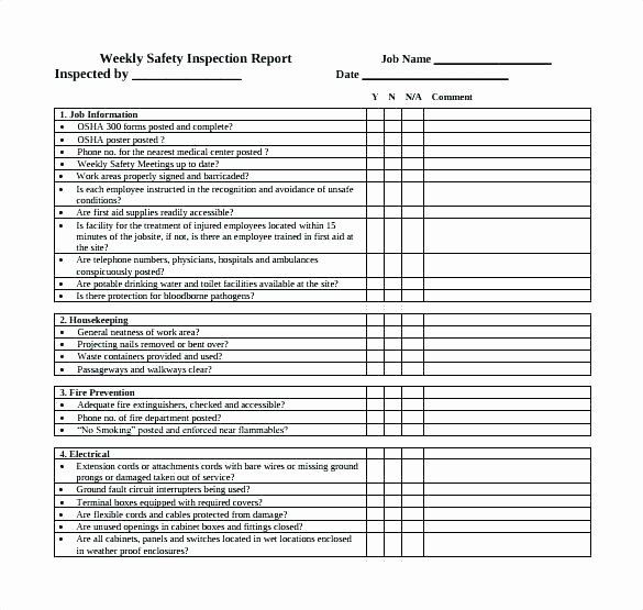 Construction Site Inspection form Template Lovely Blank Inspection Checklist form Template Site Report