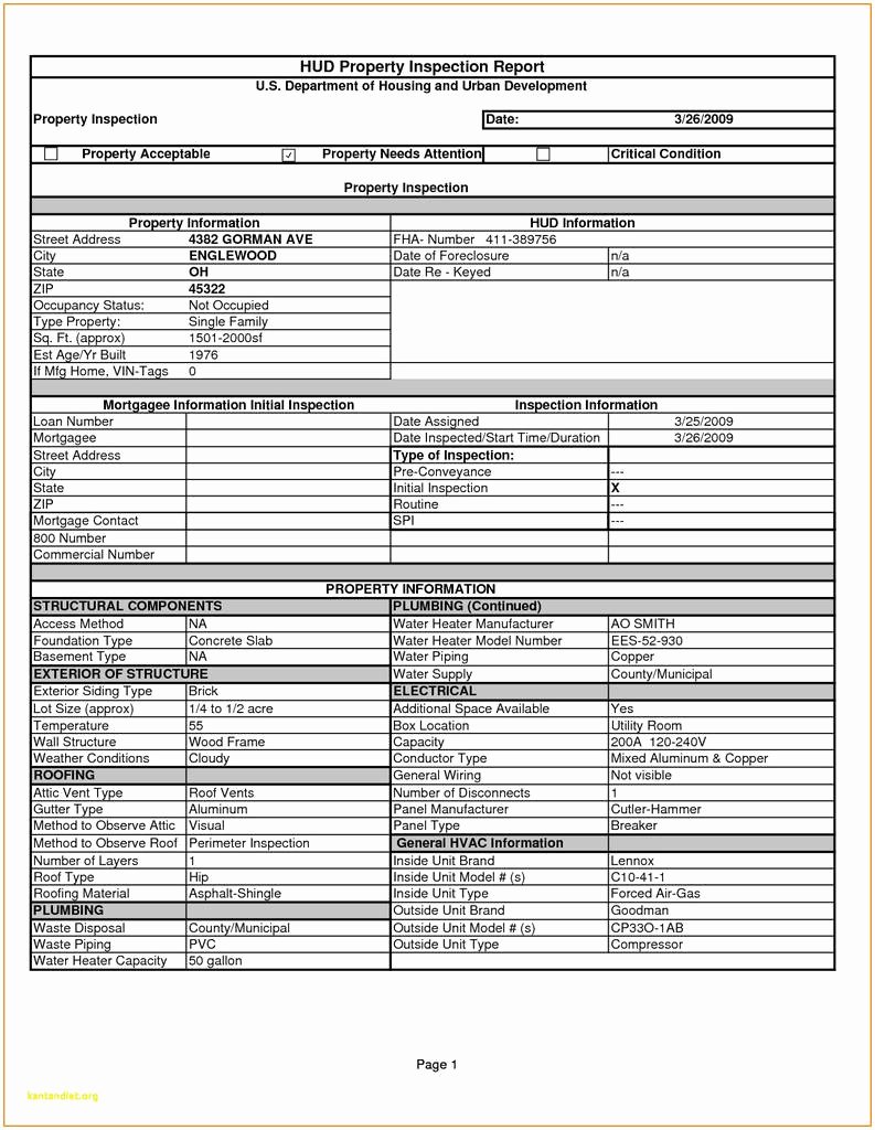 Construction Site Inspection form Template Luxury Hud Home Inspection Checklist