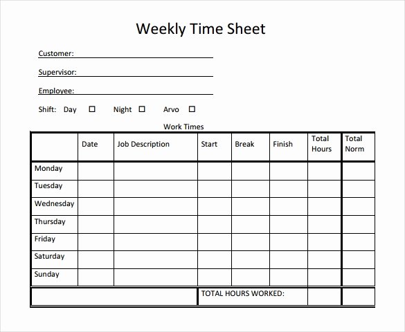 Construction Time Card Template New 22 Weekly Timesheet Templates – Free Sample Example