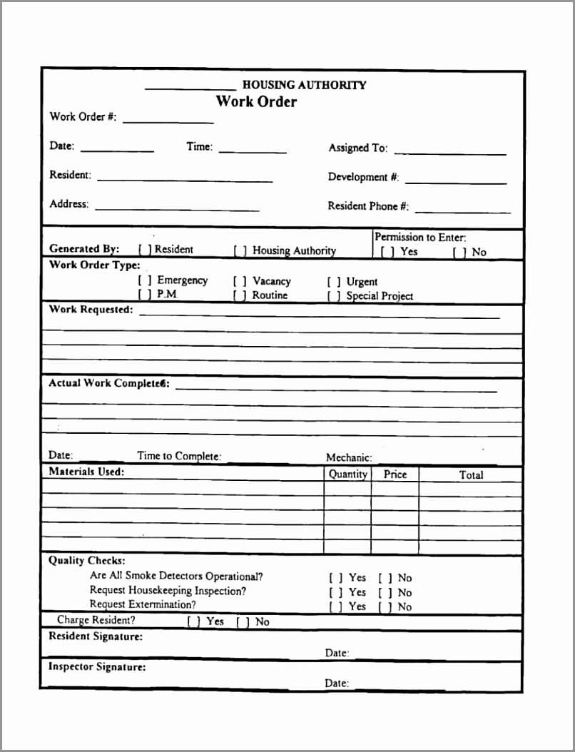 Construction Work order Template Beautiful 12 Contractor Work order Template
