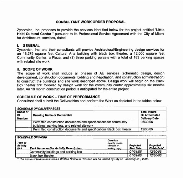 Construction Work order Template Unique Work Proposal Template 15 Free Sample Example format