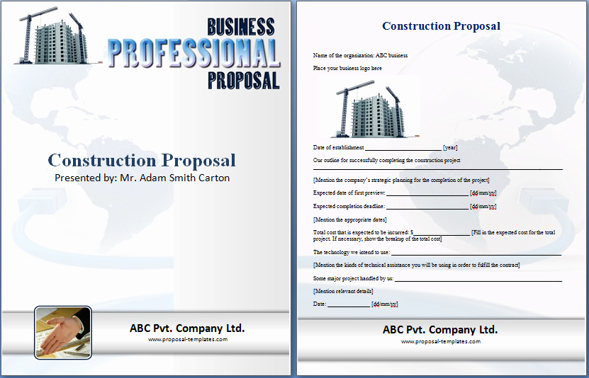 Construction Work Proposal Template Beautiful formal Construction Proposal Template