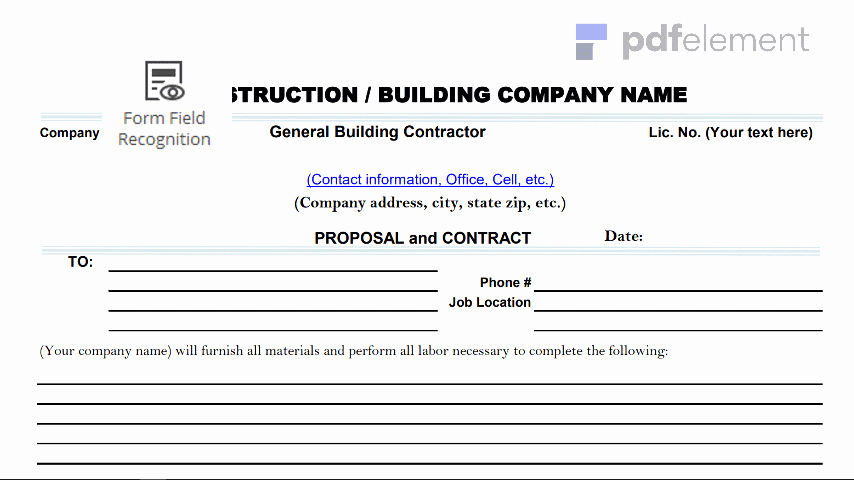 Construction Work Proposal Template Lovely Construction Proposal Template Free Download Create