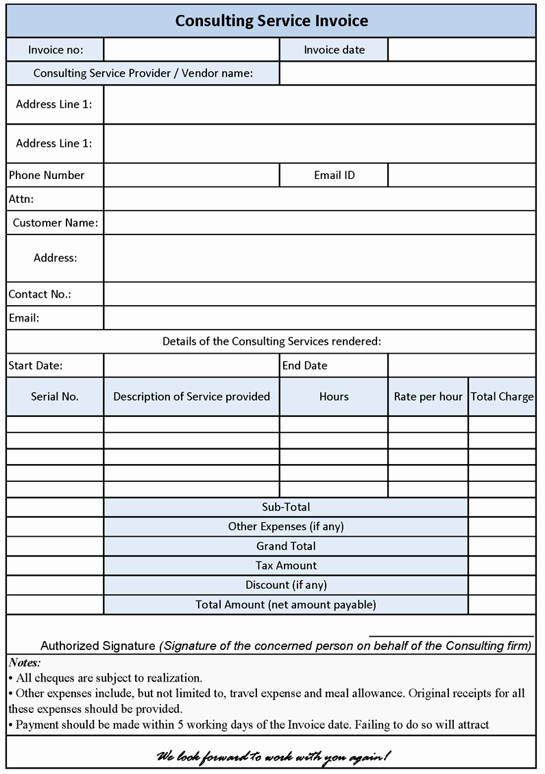 Consultant Invoice Template Excel Lovely Consultant Bill format In Excel