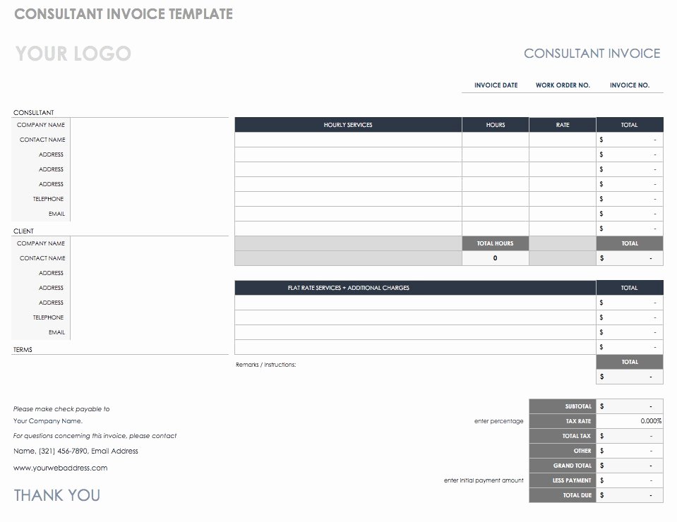 Consultant Invoice Template Excel New 55 Free Invoice Templates