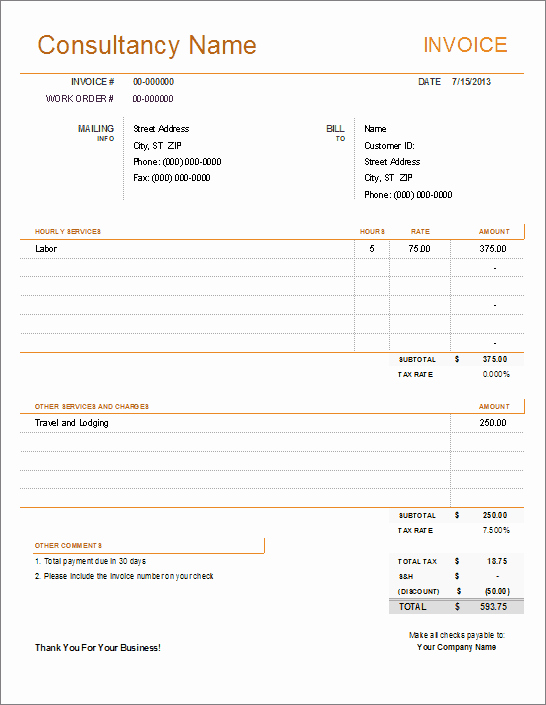 Consultant Invoice Template Excel New Consultant Invoice Template for Excel