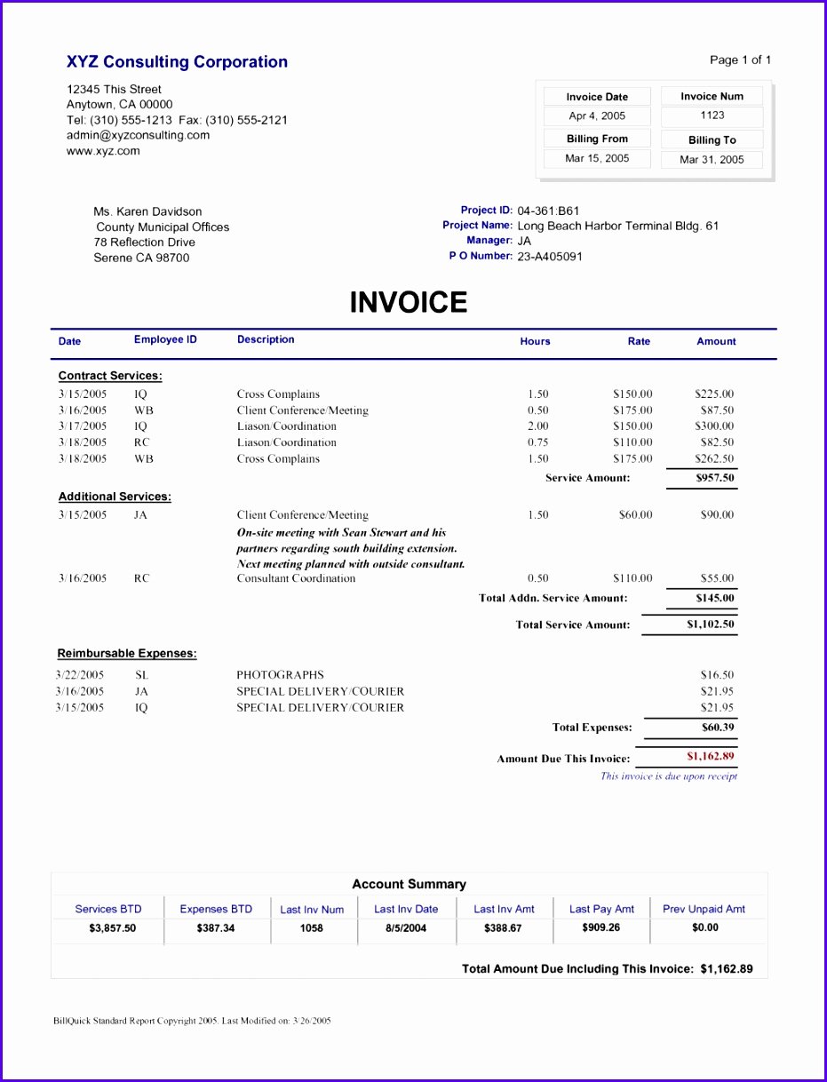 Consultant Invoice Template Excel Unique 10 Consulting Invoice Template Excel Exceltemplates