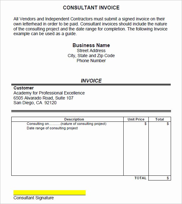Consultant Invoice Template Excel Unique 9 Consulting Invoice Samples Word Pdf