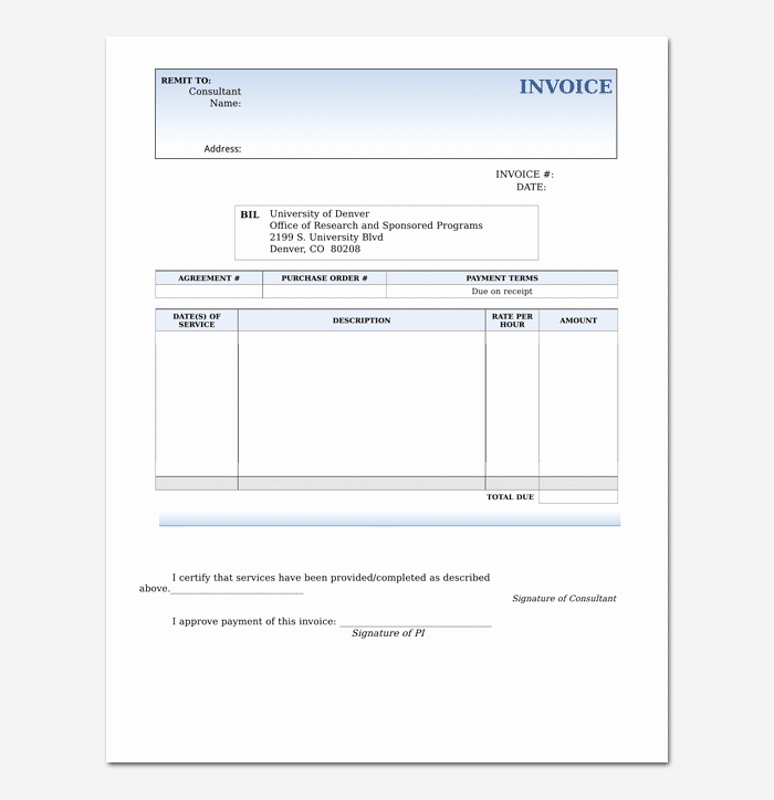 Consultant Invoice Template Excel Unique Consultant Invoice Template for Word Excel &amp; Pdf