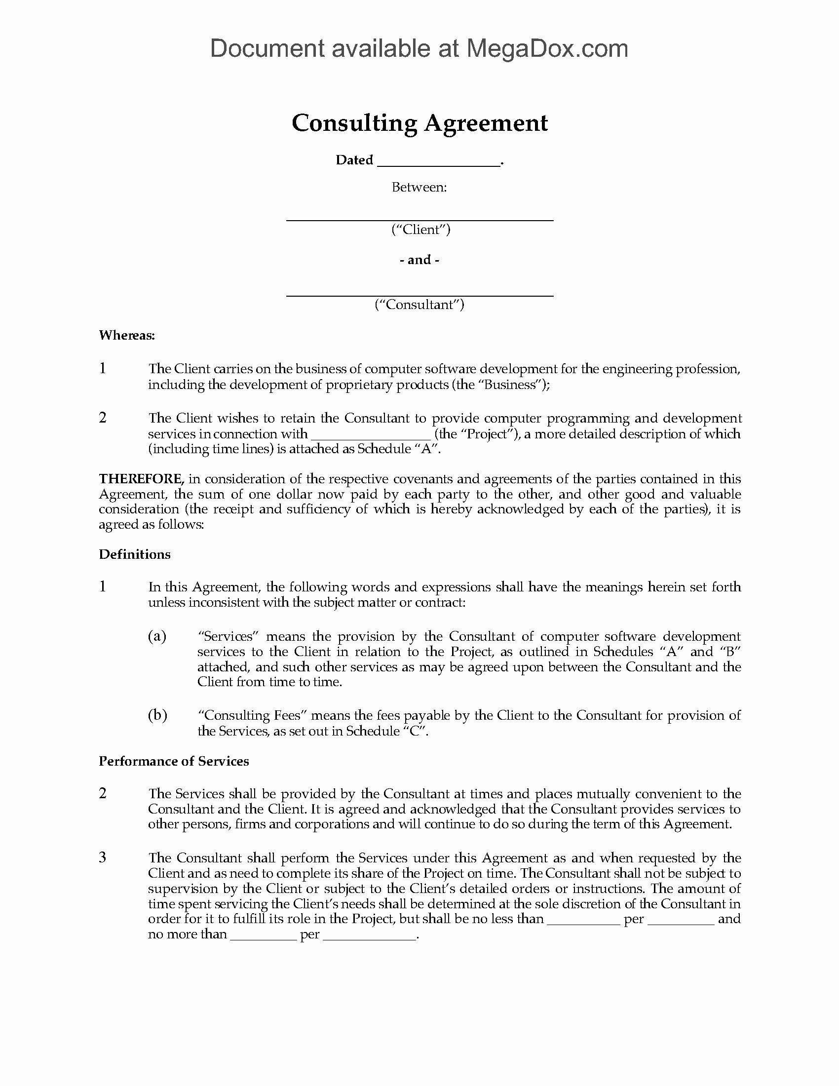 Consulting Contract Template Free Inspirational Canada Consulting Agreement for software Development