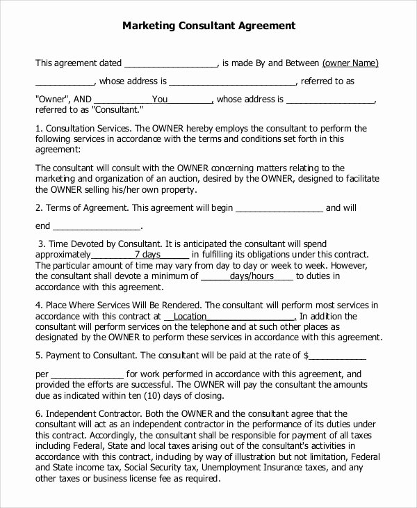 Consulting Contract Template Free New 13 Marketing Consulting Agreement Samples