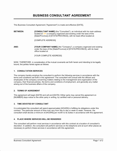 Consulting Contract Template Free Unique Consulting Agreement Template