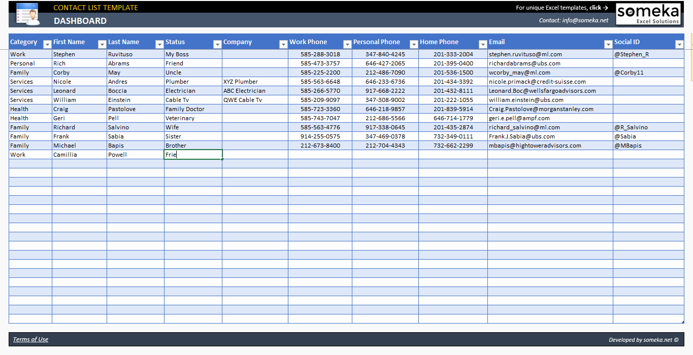Contact List Excel Template Beautiful Contact List Template In Excel