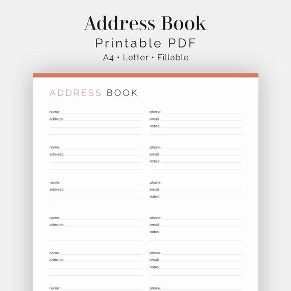 Contact List Template Pdf Awesome Address Book Fillable Printable Pdf Contact List