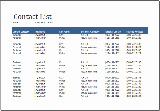 Contact List Template Pdf Best Of 24 Free Contact List Templates In Word Excel Pdf