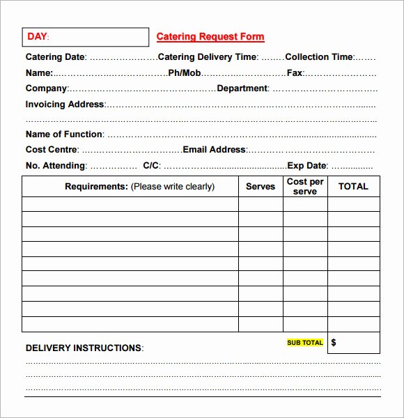 Contract for Catering Services Template Elegant 16 Catering Invoice Samples