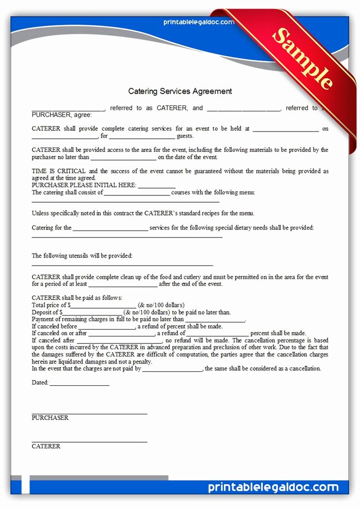 Contract for Catering Services Template Inspirational Free Printable Catering Services Agreement