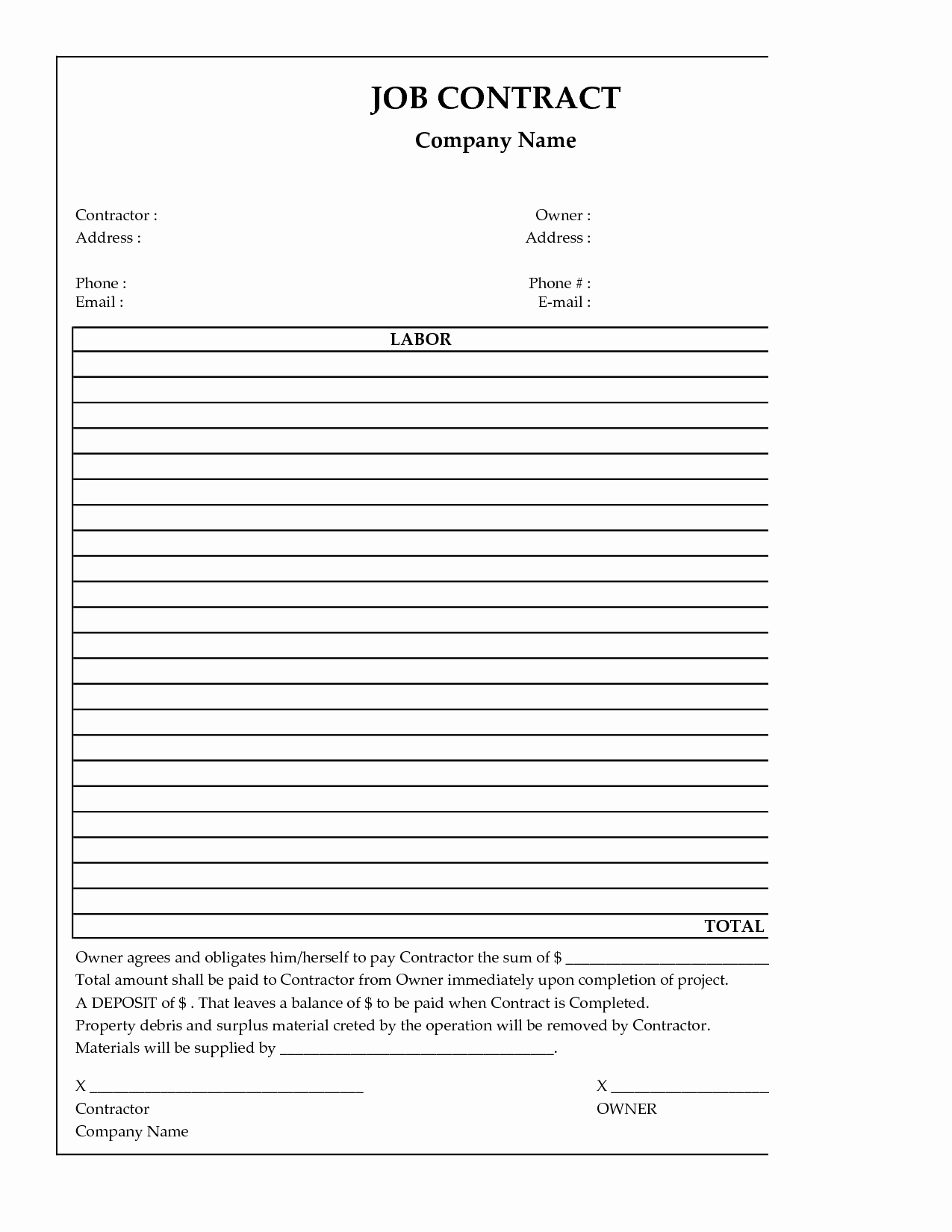 Contract for Construction Work Template Beautiful Contract for Construction Work Template