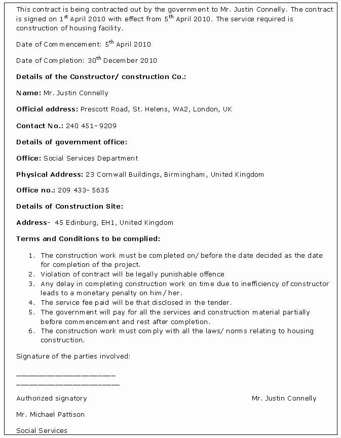 Contract for Construction Work Template Best Of 501 Best Images About Printable Agreement On Pinterest