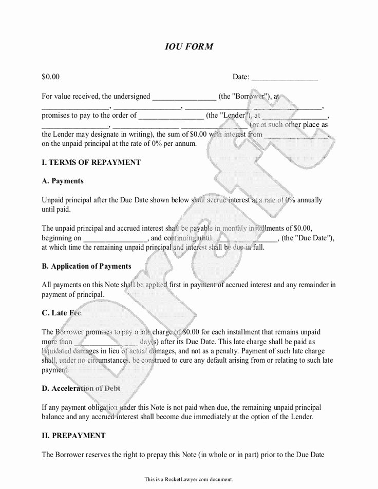 Contract for Money Owed Template Elegant Iou form Template Printable Legal Iou with Sample