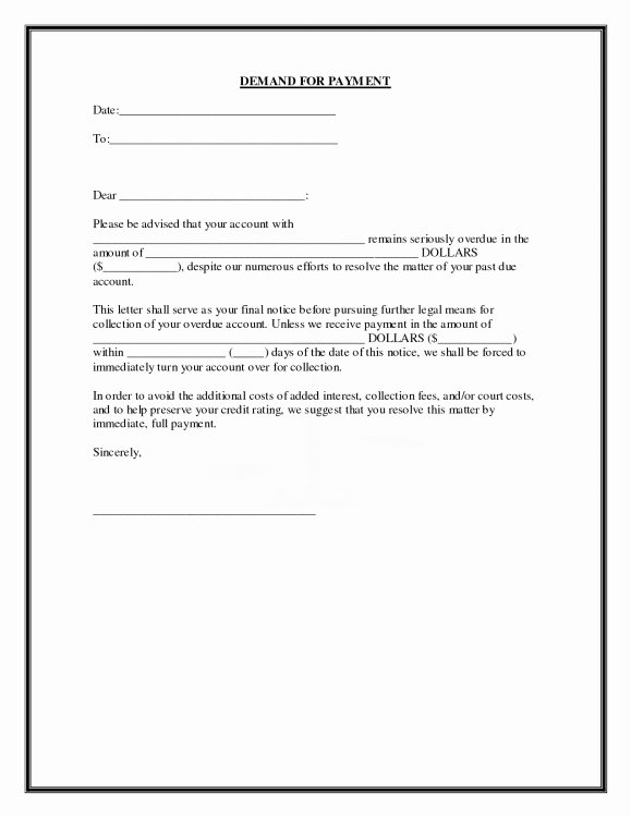 Contract for Money Owed Template Fresh Demand Letter format for Payment Gallery Download Cv