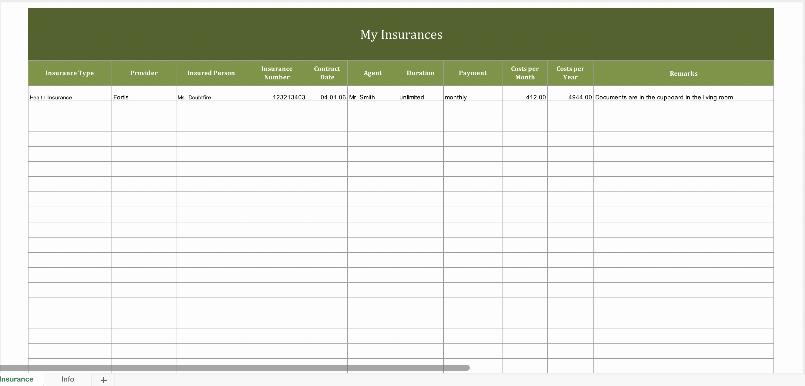 Contract Management Template Excel Awesome Insurance Contract Management