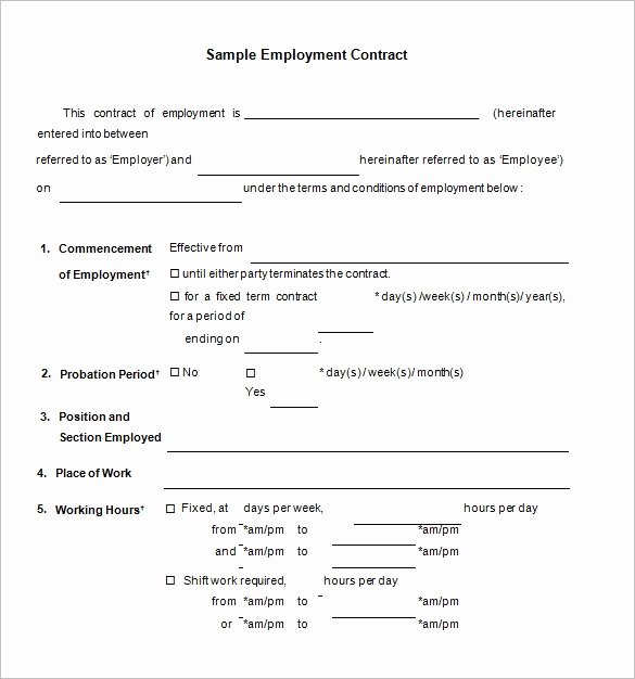Contract Of Employment Template Beautiful 18 Job Contract Templates Word Pages Docs