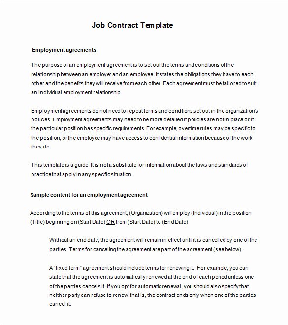 Contract Of Employment Template Beautiful 18 Job Contract Templates Word Pages Docs