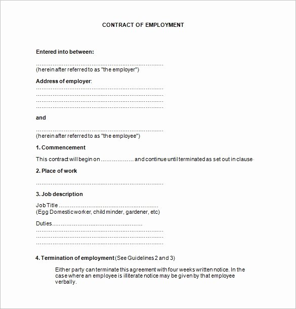 Contract Of Employment Template Fresh 18 Job Contract Templates Word Pages Docs