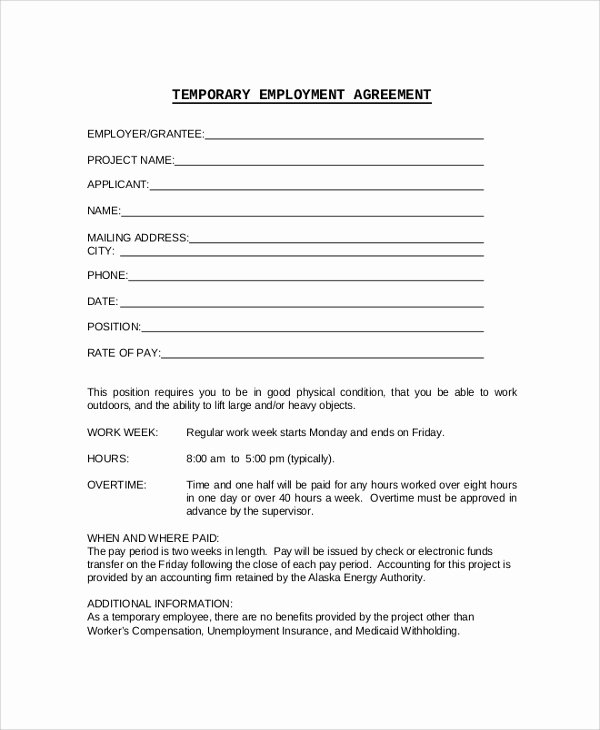 Contract Of Employment Template Lovely 7 Sample Employment Contracts – Pdf Word