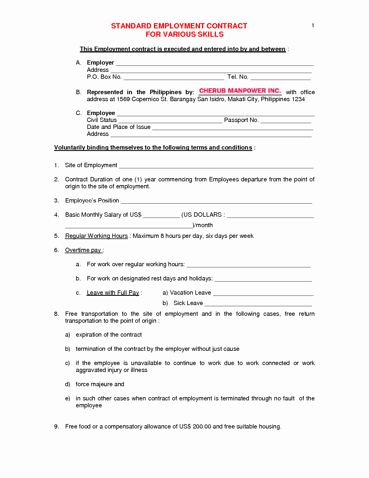 Contract Of Employment Template Lovely Free Employment Contract Agreement Template Image Gallery