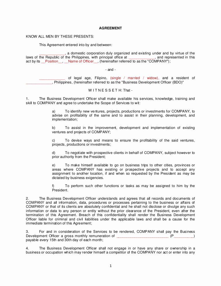 Contract Of Employment Template New Employment Contract Sample