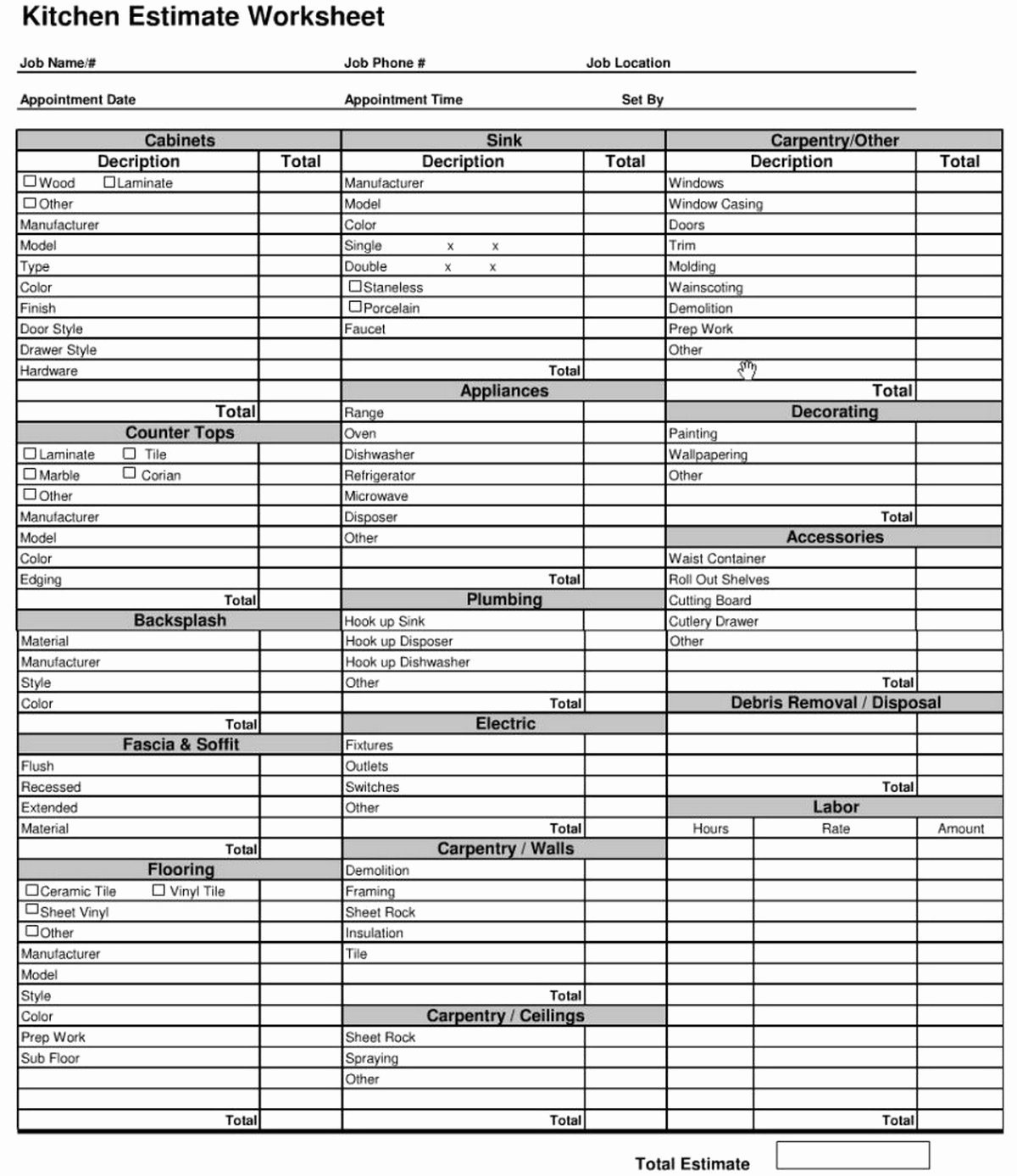 Contractor Estimate Template Excel Unique Construction Estimating Spreadsheet Excel
