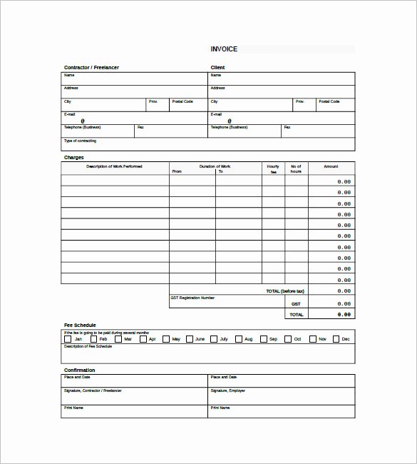 Contractor Invoice Template Excel Beautiful Contractor Billing Template Contract Invoice 8 Free Word