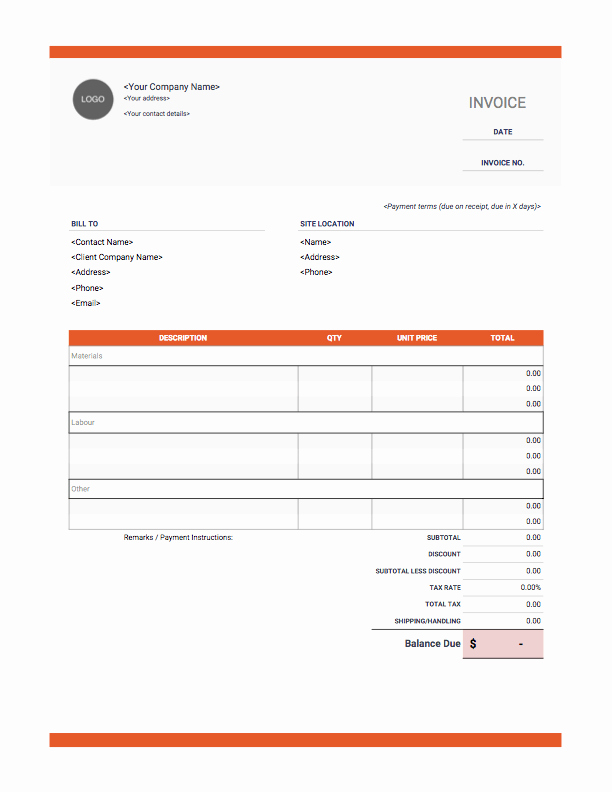 Contractor Invoice Template Excel Beautiful Contractor Invoices Onlineblueprintprinting