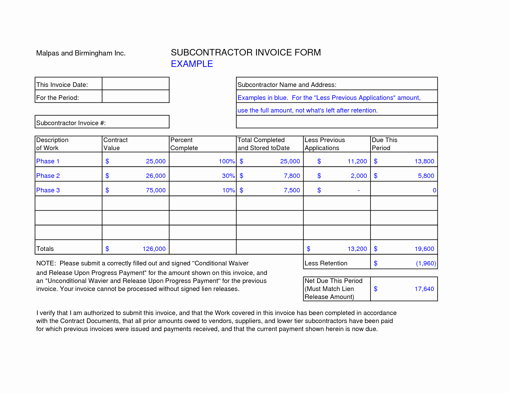 Contractor Invoice Template Excel Best Of Subcontractor Invoice Template Excel