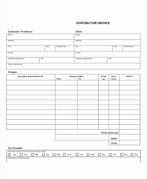 Contractor Invoice Template Excel Lovely General Receipt form Contractor Template Free Definition